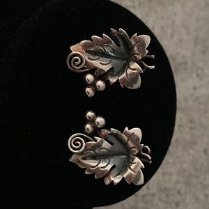 Sterling Silver post leaf earrings